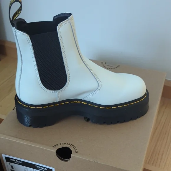 Dr. Martens White Ankle Boots with Black Panels - Picture 4 of 5